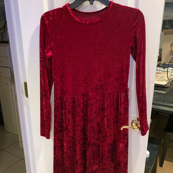 Super shiny! Crushed red velvet dress - Picture 1 of 2